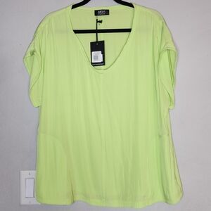 NWT Mela Purdie Mache Glide Top Lime Green Pockets Size Medium Overized